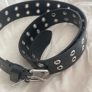 All saints black crackle leather belt